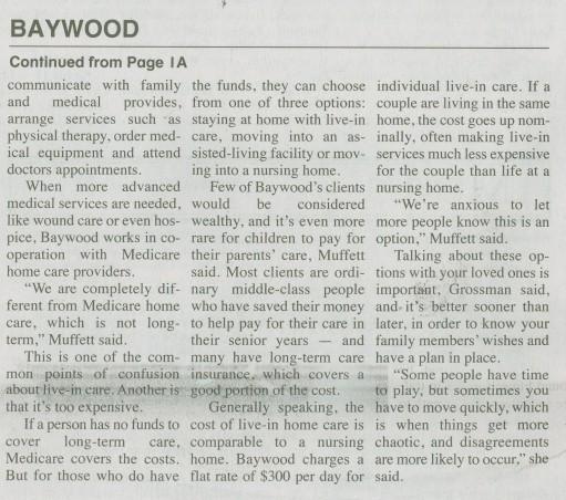 Baywood Articles Feb. 22-23rd (Baywood touts in-home care) cont