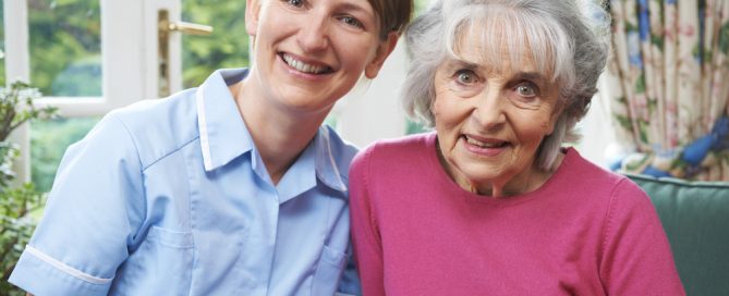 senior with caregiver